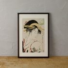 Kitagawa Utamaro, Comparing the Charms of Five Beauties: Kisegawa of the Matsubaya Woodblock Print, with frame